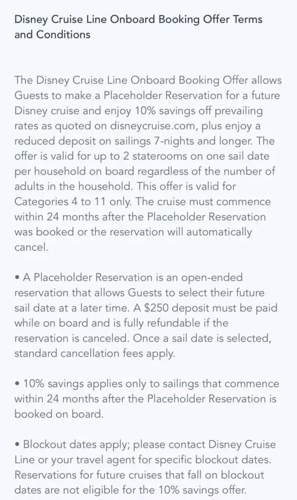 The Fine Details for a Disney Cruise Future Cruise Placeholder 
