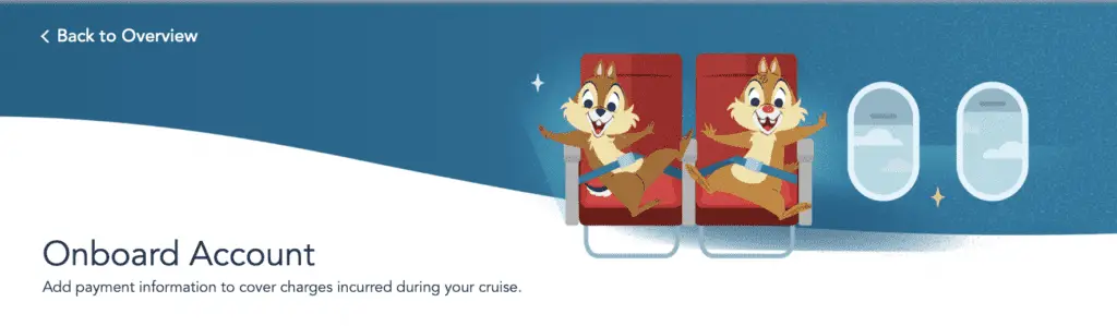 Disney cruise Check in Onboard Account