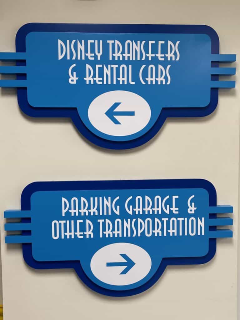 Signs to Disney Transfers, Car Rentals, Parking, and Other Transportation