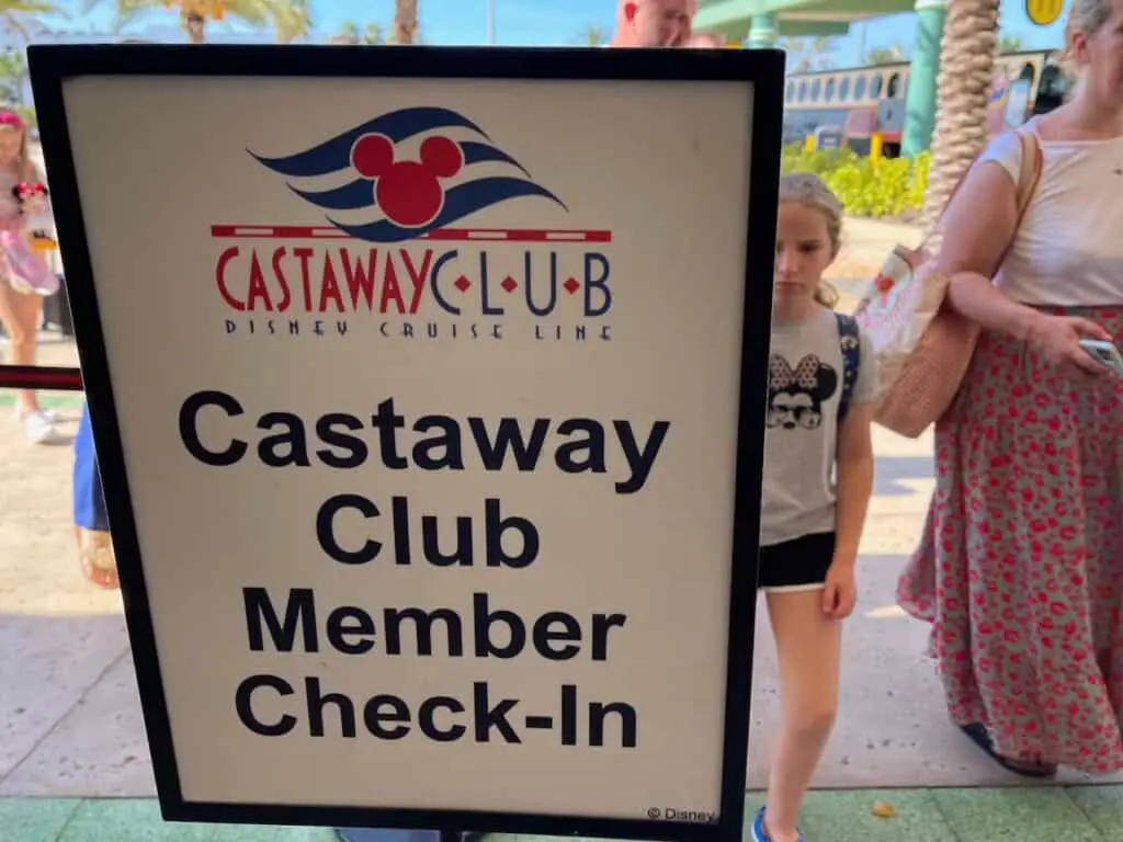 Disney Cruise Resort to Port Transportation Transfers Getting in Line Castaway Club Member Check-In