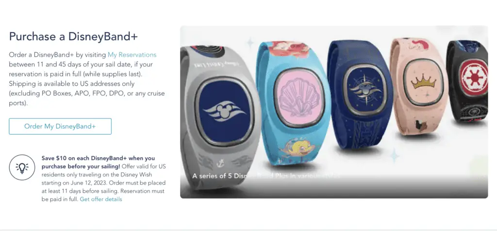 Purchase a DisneyBand+ for the Disney Wish