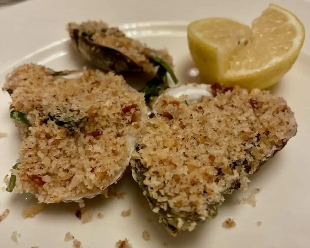 Disney Cruise Captains Gala Menu Oysters Rockefeller on the Half Shell