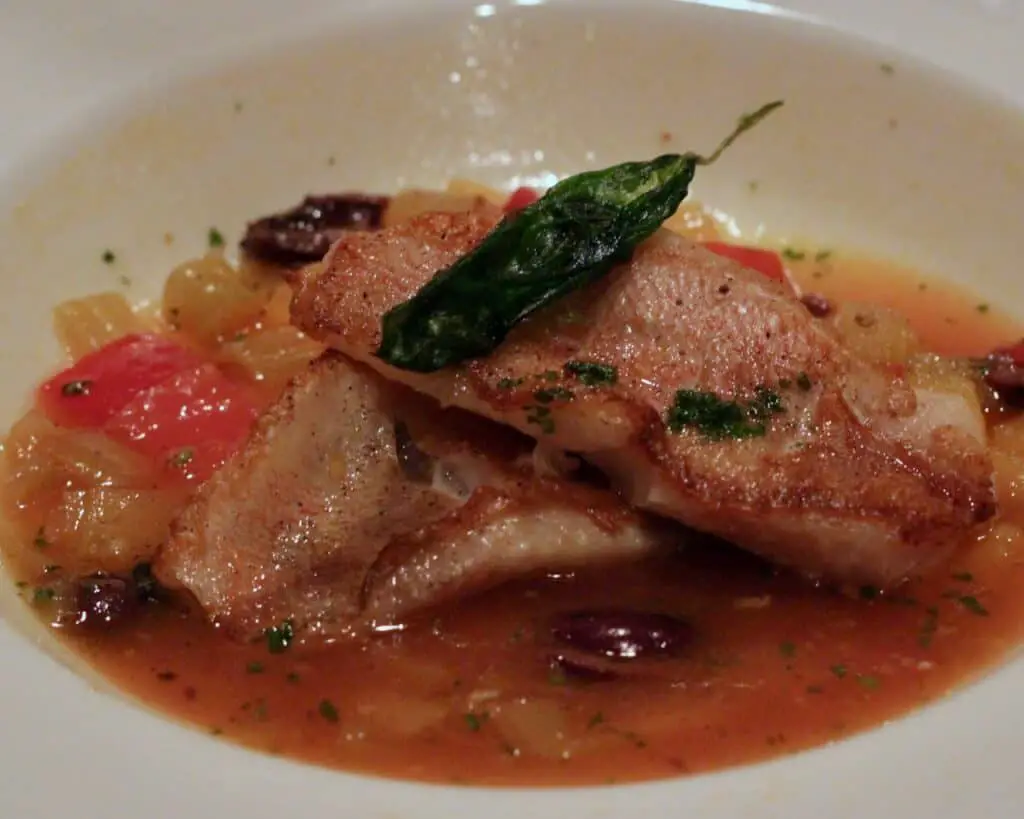 Disney Cruise Captains Gala Menu Roasted Red Snapper