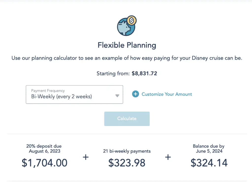Disney Cruise Line Flexible Planning Calculator